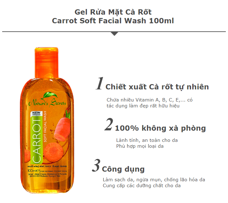 Sữa rửa mặt Carrot Extract Facial Cleansing Gel